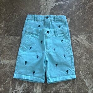 Janie and Jack Aqua Shorts with Tropical Embroidery